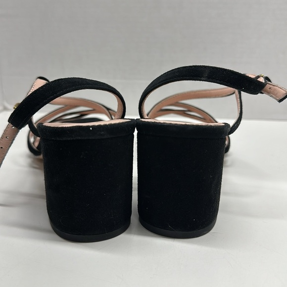 J Crew Odette Heeled Sandals Shoes Ankle Strap Open Toe Suede Black Size 11 - Picture 5 of 8